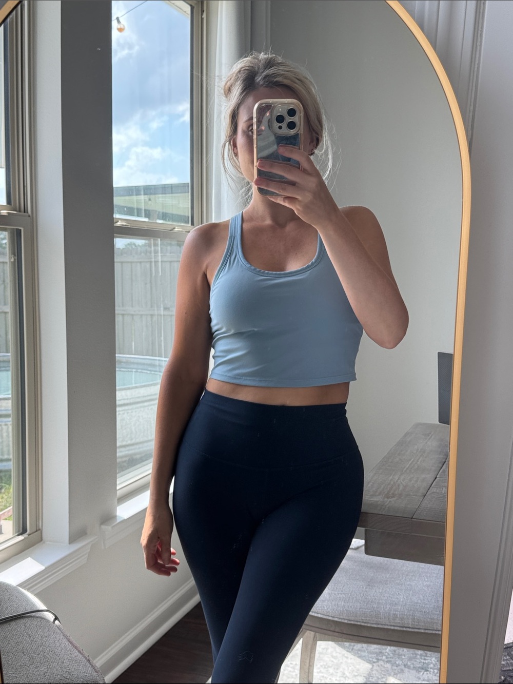Women’s Light Blue Cropped Tank Top - Classic Scoop Neck Activewear - Picture 6 of 10